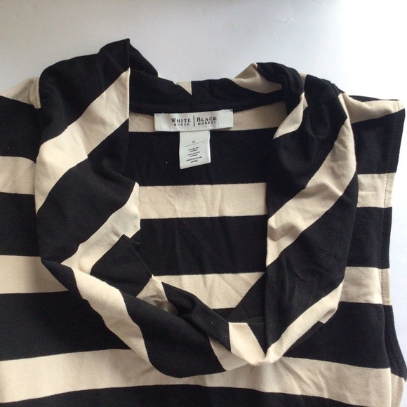 WHITE HOUSE BLACK MARKET STRIPED SLEEVELESS DRAPE NECK TOP SMALL - Picture 7 of 12